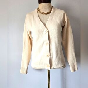 Contemporaine  Cream Cardigan V Necj Sweater. Size XS
